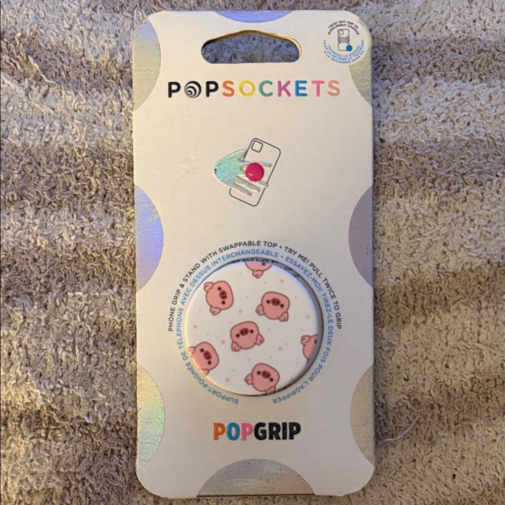 PopSocket PopGrip Pink Pig Pattern Phone Grip